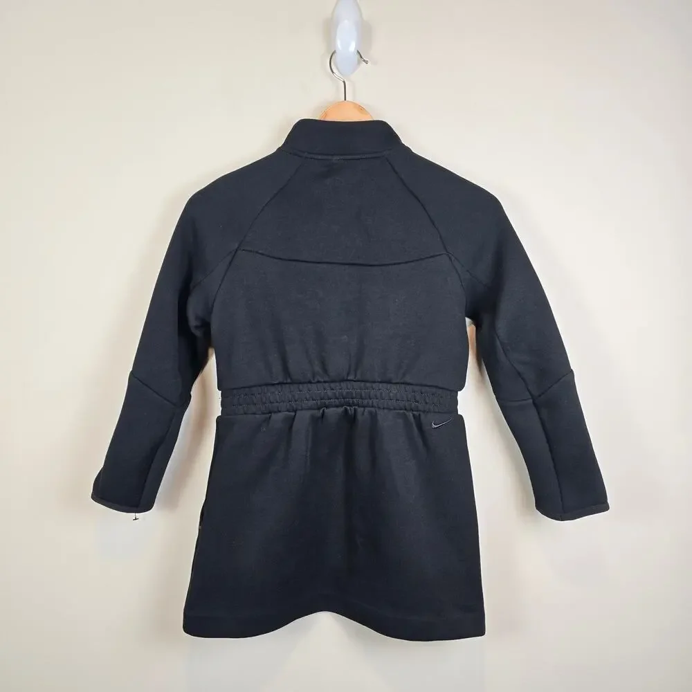 Nike Little Girls Size 6X Tech Fleece Dress Black 1/2 Zip Pockets